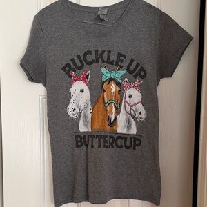 Gildan Gray women’s Tee with Horse Graphic